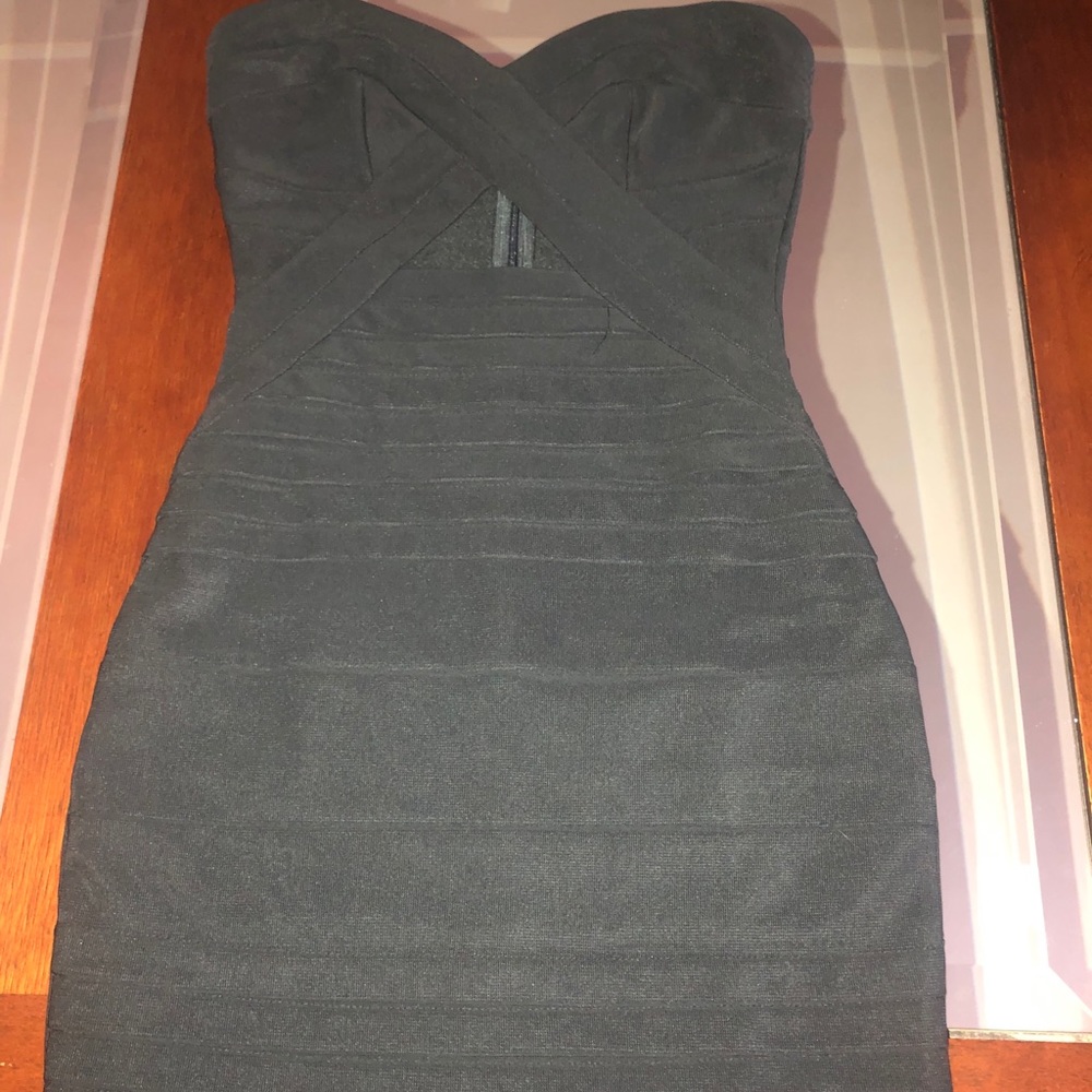 Black strapless mini dress S